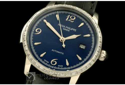 PP00702D2 Calastrava Automatic SS/LE Black Num Asian 2824