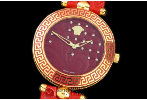 VE00013 Medusa Vanitas Ladies YG/RU Maroon Swiss Quartz