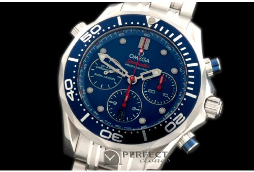 OM300M-404 Seamaster Pro 300M Chrono SS/SS Blue A-7753