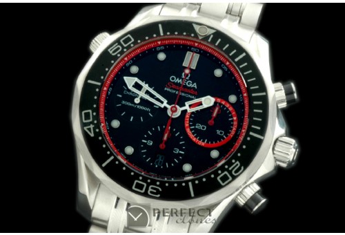 OM300M-403 Seamaster Pro 300M Chrono SS/SS Blk/Red A-7753