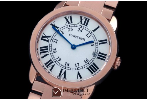 CAR-RS-106 Ronde De Cartier Solo Mid RG/RG White Swiss Quartz