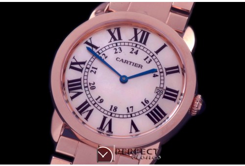 CAR-RS-107 Ronde De Cartier Solo Mid RG/RG M-Wht Swiss Quartz