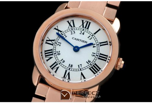 CAR-RS-111 Ronde De Cartier Solo Mid YG/YG White Swiss Quartz