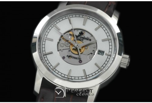 VC00501 Matte Skeleton Automatic SS/LE White Asian Eta 2824