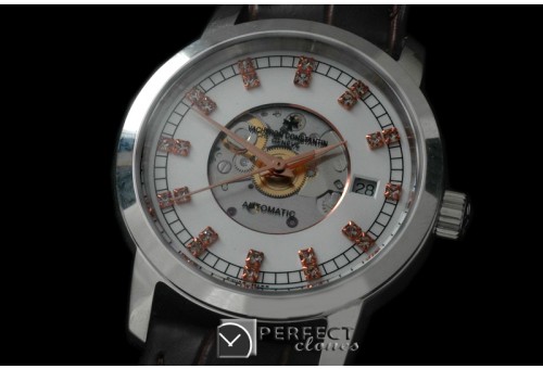 VC00507 Matte Skeleton Automatic SS/LE White Asian Eta 2824