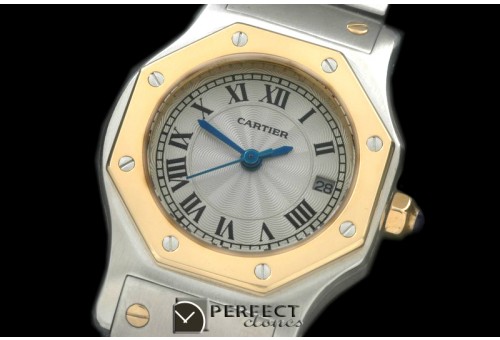 CARS70006 Ladies Original Santos SS/YG White Swiss Quartz