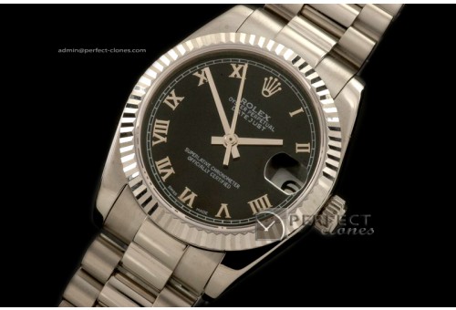 RDJmS10163 SS Pres Black Roman Swiss Eta 2836-2