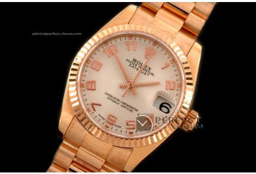 RDJmR10141 RG Pres Sunray White Numeral Swiss Eta 2836-2