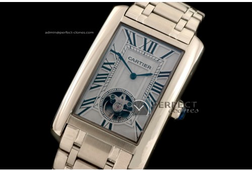 CARTA10001 Tank American Tourbillon SS/SS White Asian 21J
