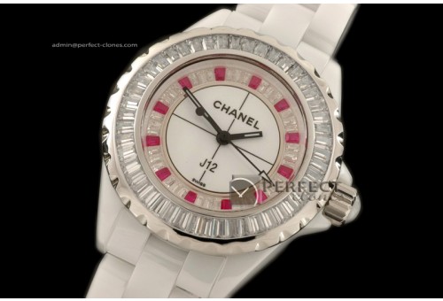 CHAJL10002 J12 Joaillerie Ladies White/Red/Clear Jap Quartz