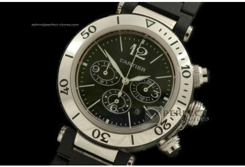 CARPS01101 Pasha Seatimer Chrono SS/RU Black Jap Quartz Chrono