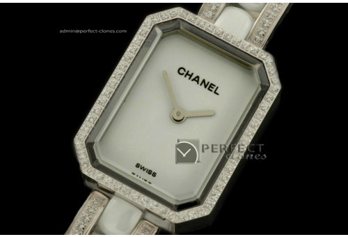 CHAPR10001 Ladies Premiere White SS/Ceramic/Diamonds Jap Qtz/Box
