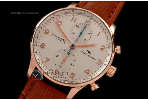 IWPG10011 Portuguese Chrono RG/LE White A-7750 New Improved