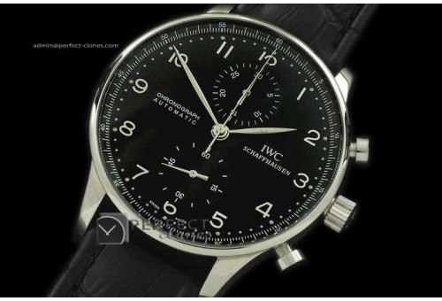 IWPG10004 Portuguese Chrono SS/LE Black A-7750 New Improved
