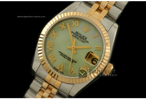 RDJmT10071 SS/YG Jubilee MOP L-Green Roman Swiss Eta 2836-2