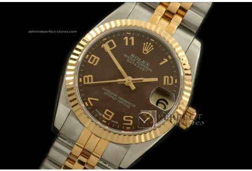 RDJmT10046 SS/YG Jubilee Sunray Brown Numeral Swiss Eta 2836-2