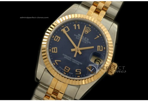 RDJmT10045 SS/YG Jubilee Sunray Blue Numeral Swiss Eta 2836-2