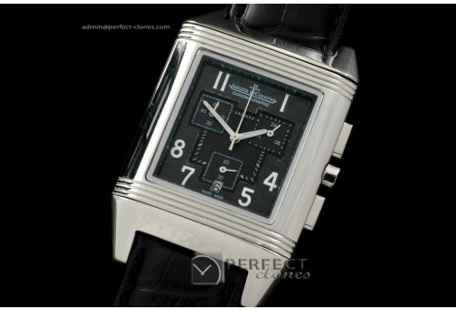 JL01062 Reverso Chronograph SS/LE Black Num Jap OS Chrono Quartz