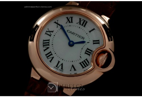 CARBA00414 Ballon Bleu de Cartier Ladies RG/LE M-Wht Swiss Quart
