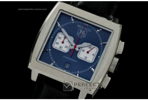 TGM10011 Monaco Classic SS/LE Blue Jap Quartz Chrono Free Ship