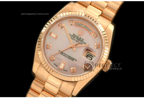 RLDDR10009 RG President MOP Pink Dial Diamond Markers Swiss Eta