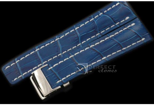 BLA10105A Leather strap Blue W/Deployant - For 42 - 45mm watches