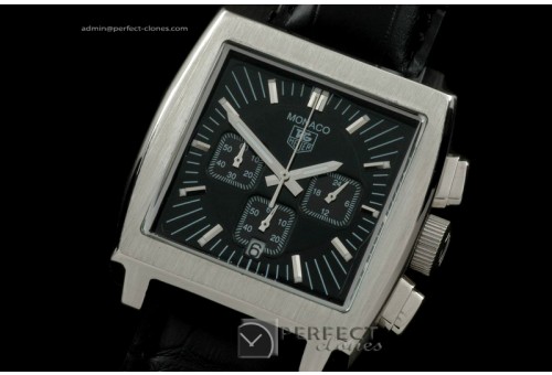 TGM10012 Monaco Classic SS/LE Black Jap Quartz Chrono Free Shi