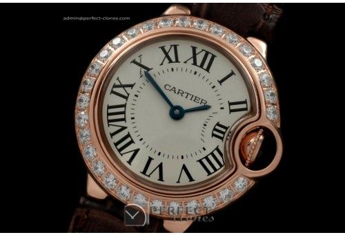 CARBA00412 Ballon Bleu de Cartier Ladies RG/LE/Diam White Swiss