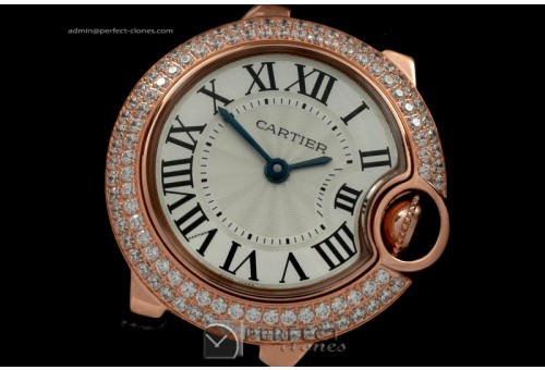 CARBA00413 Ballon Bleu de Cartier Ladies RG/LE/Diam White Swiss