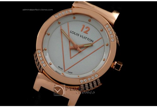 LVLV10025 Ladies Tambour V SSLE White Diam Bez Jap Quartz