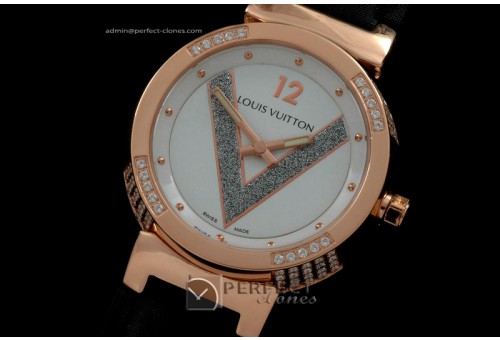 LVLV10035 Ladies Tambour V SSLE White Diam Bez Jap Quartz