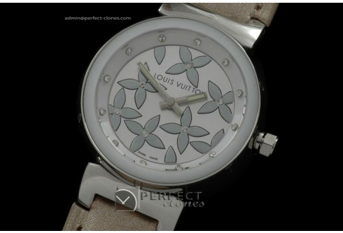 LVLE10002 Ladies Tambour Elegance SSLE White Ceramic Bez Jap Qua