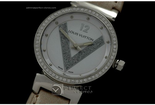 LVLV10014 Ladies Tambour V SSLE White Diam Bez Jap Quartz