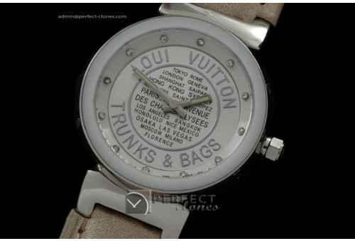 LVLTB10001 Ladies Tambour T/B SSLE White Ceramic Bez Jap Quartz