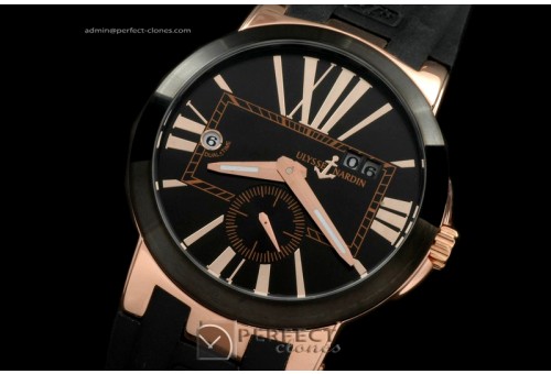 UNDT10002 Executive Dual Time RG/PVD/RU Blk Asian 2813 23J