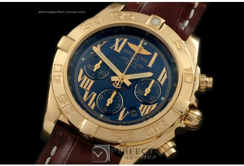 BLB01-10084L Chronomat B01 YG/LE Blue Roman Sticks A-7750