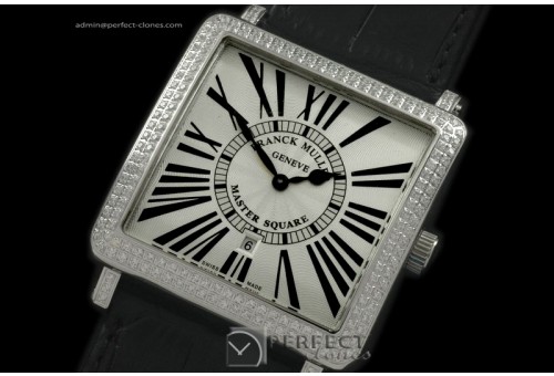 FMMSQ10011 Mid Master Square SS/LE Wht Jap Quartz