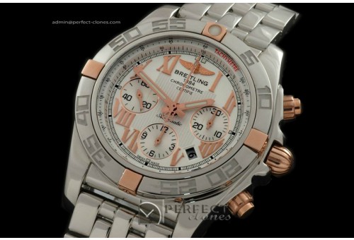 BLB01-02011 Chronomat B01 SS/RG/SS Wht Roman A-775 Ult V