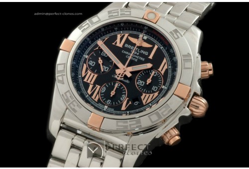 BLB01-02012 Chronomat B01 SS/RG/SS Blk Roman A-775Ult V