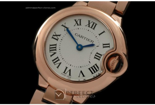 CARBA00411A Ballon Bleu de Cartier Ladies RG/RG White Swiss Quar