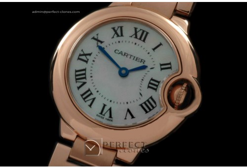 CARBA00414A Ballon Bleu de Cartier Ladies RG/RG M-Wht Swiss Quar