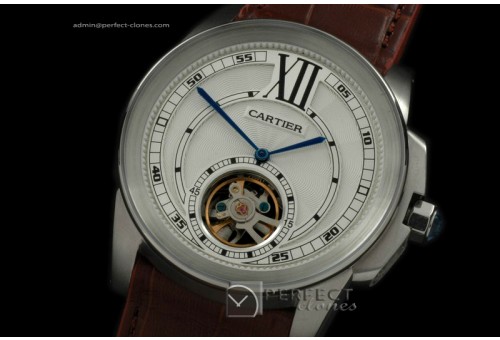 CARCC10006 Calibre de Cartier Tourbillon SS/LE White Asian 2813