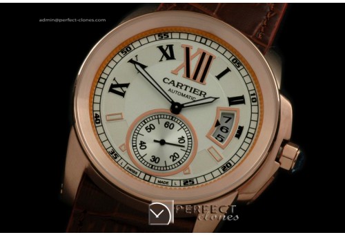 CARCC10011 Calibre de Cartier RG/LE White Asian 2813 21J Auto