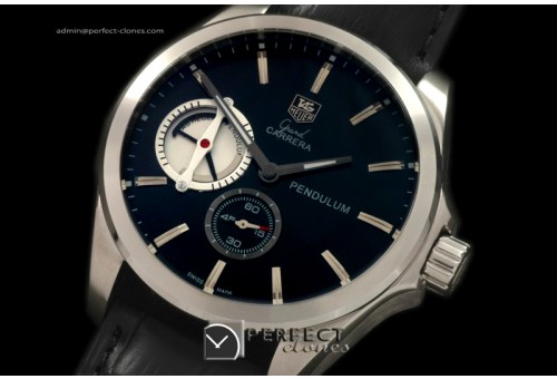 TGCA00107 Grand Carrera Pendulum SS/LE Blk Jap Quartz