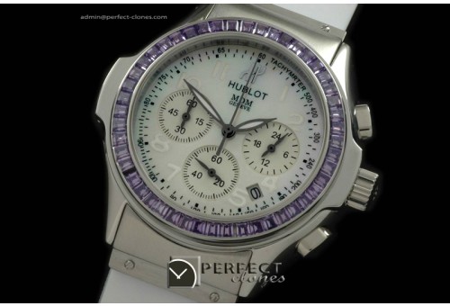 HBMD10051P MDM Chronograph SS/RU Pur-Bez White Jap Quartz