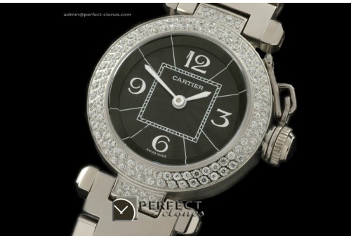 CARPS10042 Pasha Ladies 28mm SS/SS/Diam Black Jap Quartz