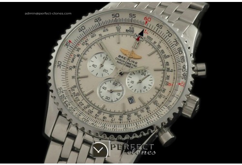 BLNV10101S Navitimer SS/SS White Jap Quartz Chrono