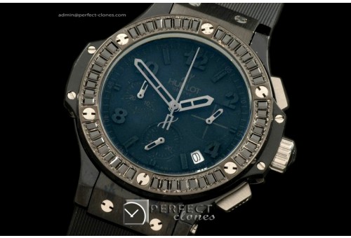 HB38-03002 Big Bang 38mm PVD/Sq Blk/Diam/Ru All Black Jap Quartz