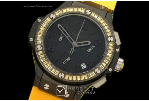 HB38-03003 Big Bang 38mm PVD/Sq Yel/Diam/Ru All Black Jap Quartz