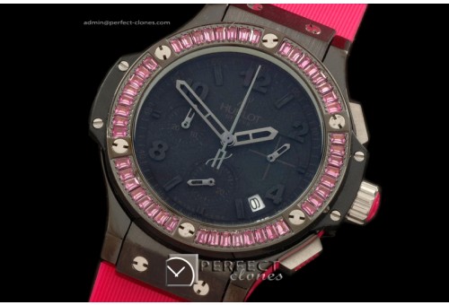HB38-03004 Big Bang 38mm PVD/Sq Pink/Diam/Ru All Black Jap Quart